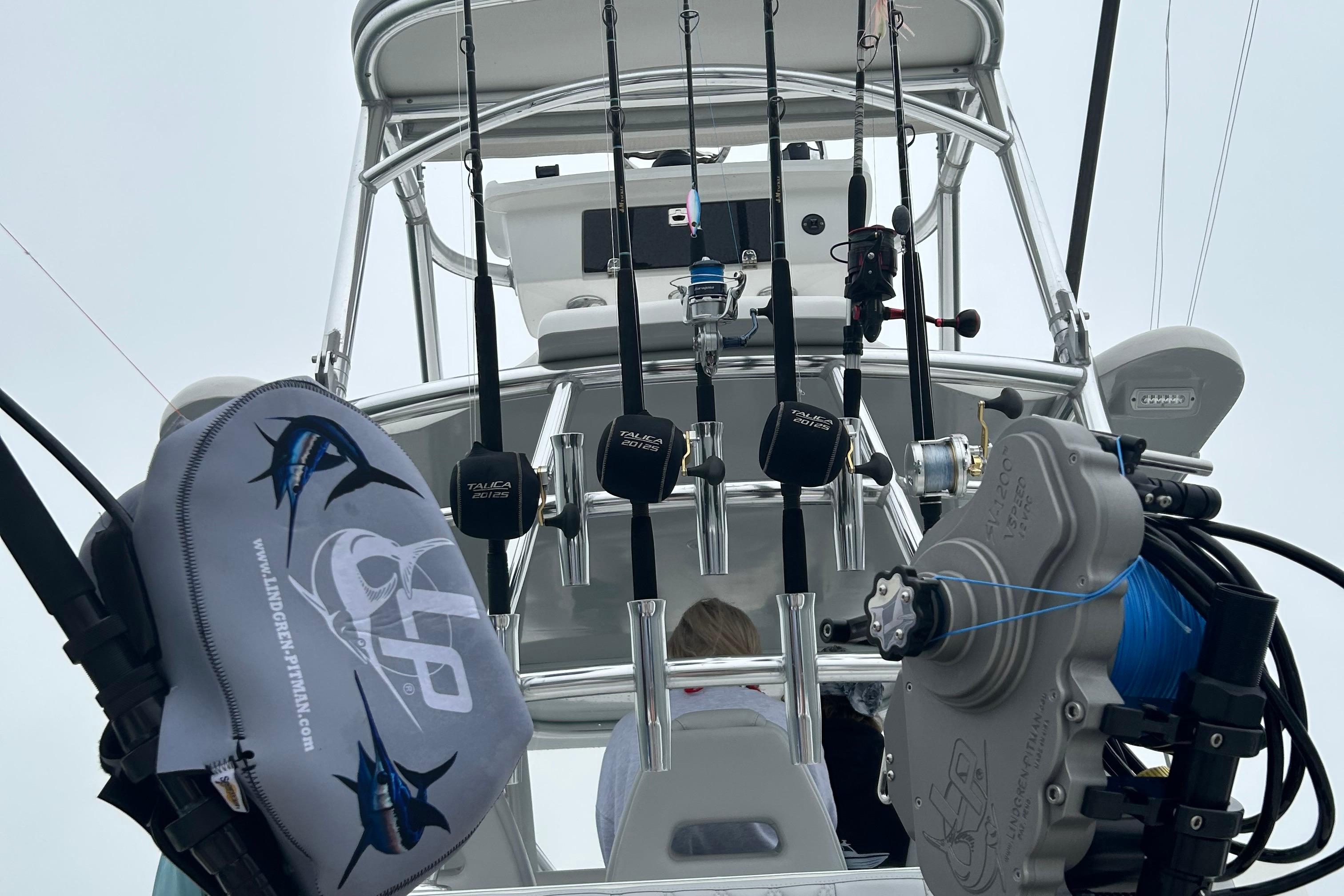 2020 Front Runner 39 Center Console with fishing gear and equipment on display.