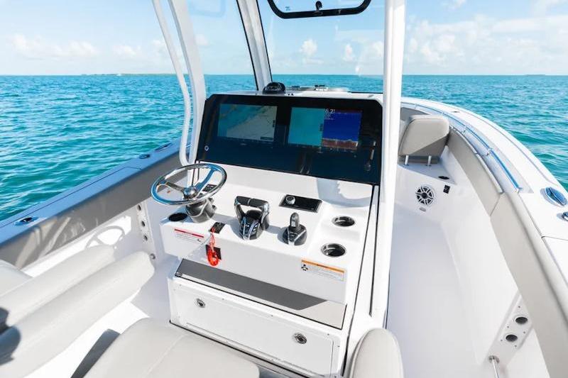 2026 Sportsman Open 282 Center Console boat interior with modern navigation system.