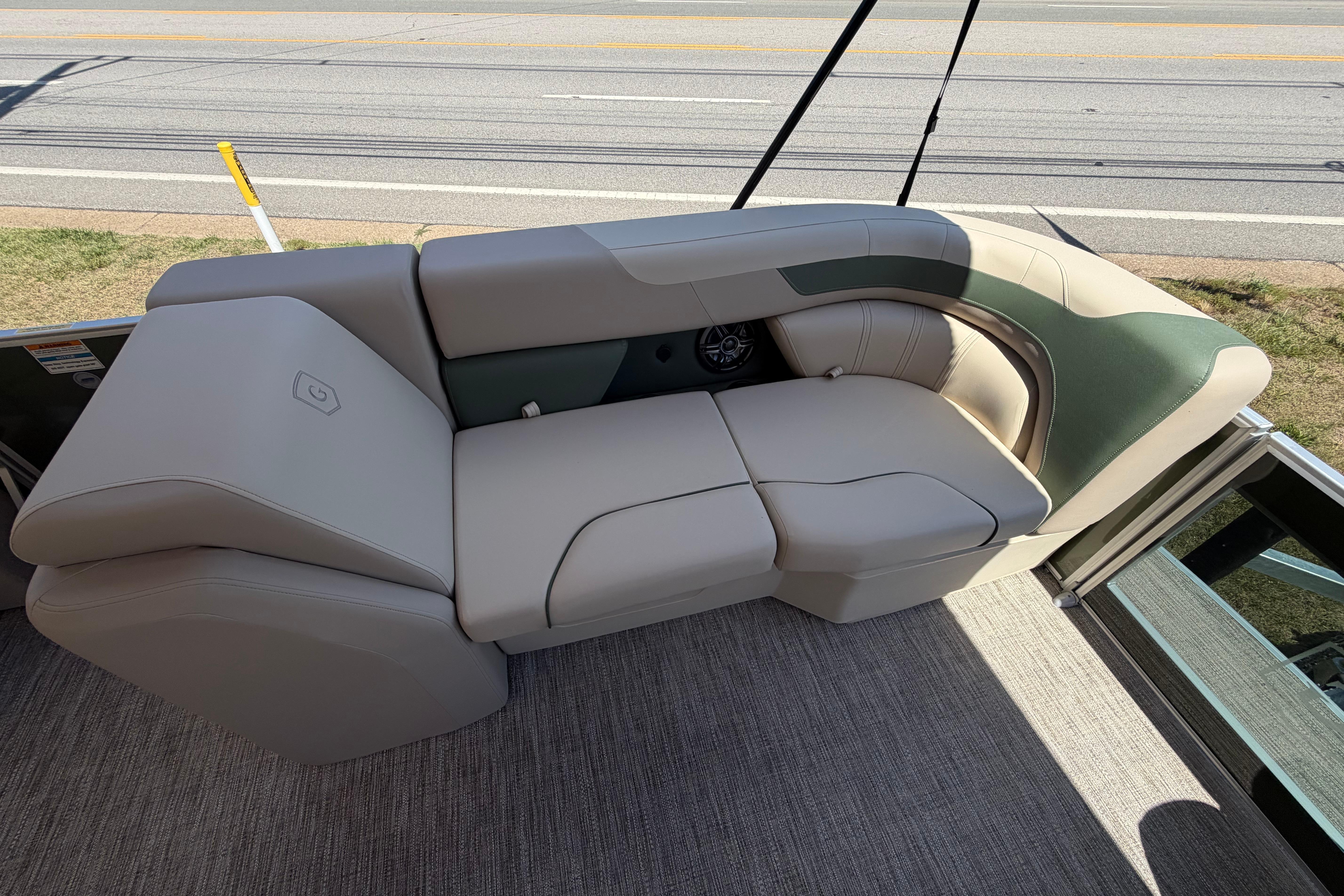 Luxurious seating on 2026 Godfrey SW 2086 SBC boat, featuring elegant design and comfort.