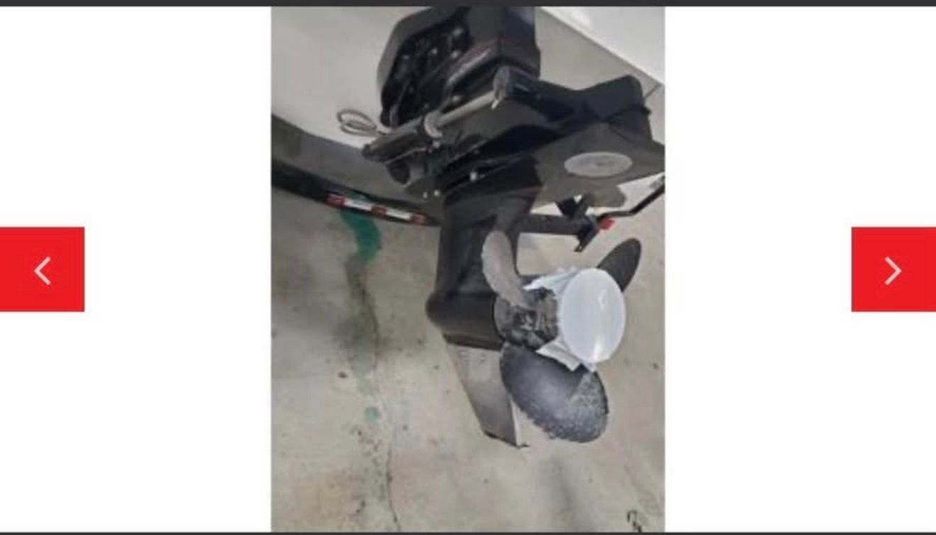 Hurricane SS202 2017 boat motor with propeller close-up.