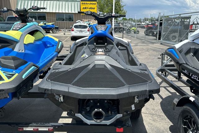 A black 2026 Yamaha WaveRunner Jetblaster sits on a trailer in an outdoor lot.