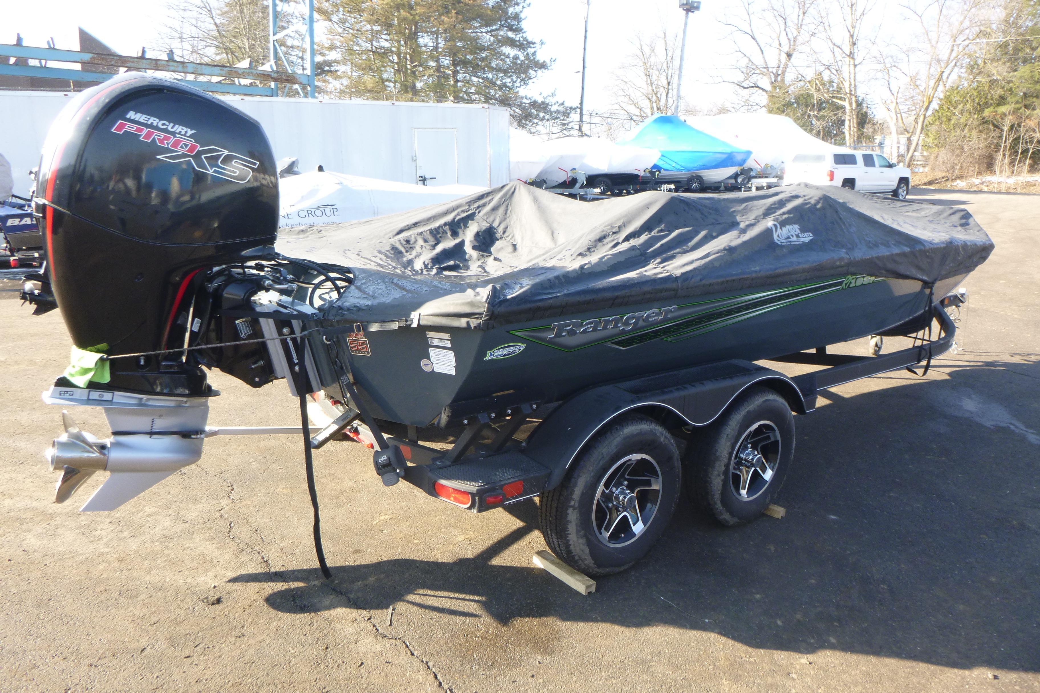 2023 Ranger RT198P boat with Mercury Pro XS engine, covered and on trailer.