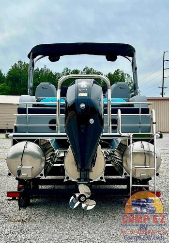 2024 Massimo Marine T-25 Ultra Lounger pontoon boat with outboard motor.