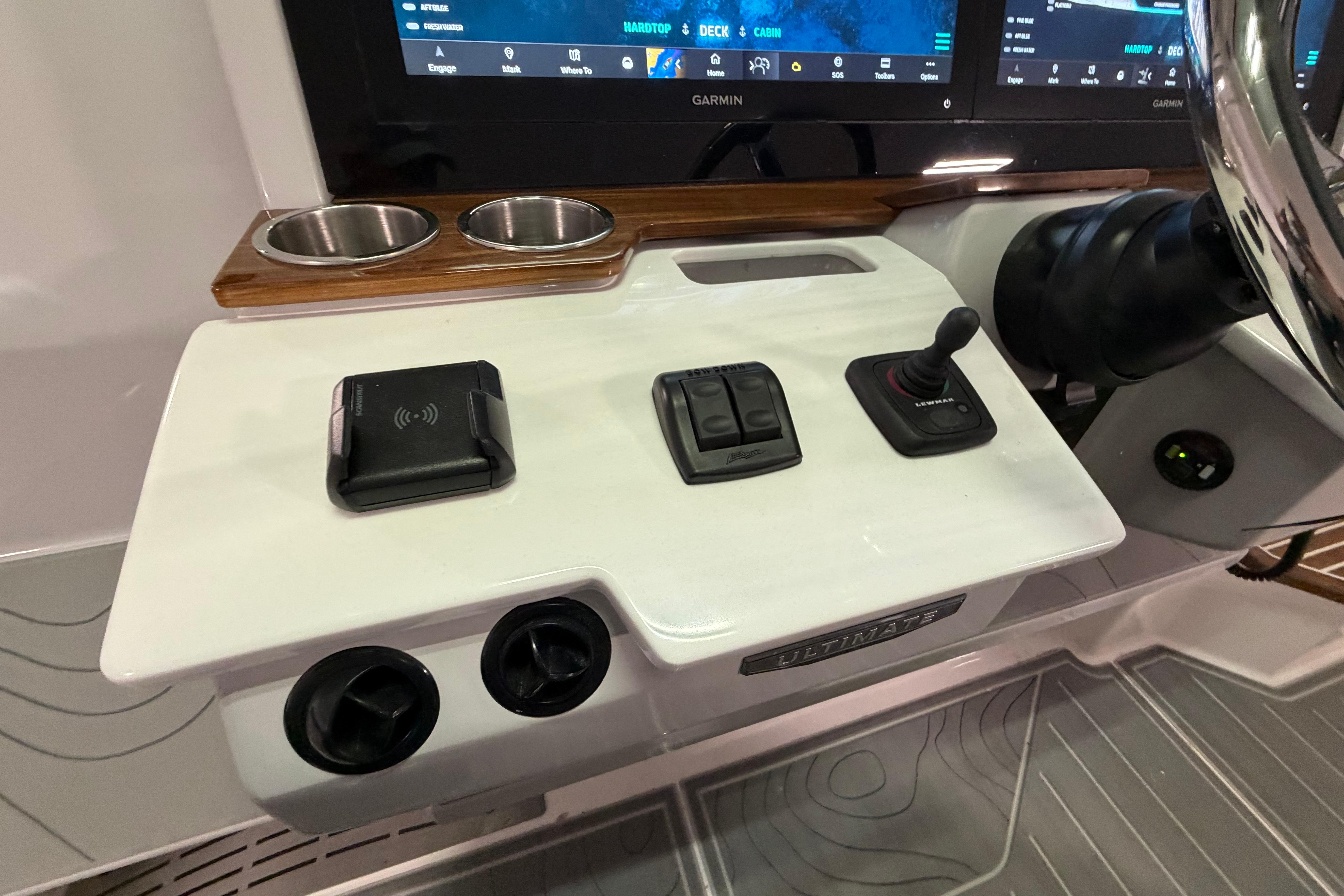 Control panel of 2027 Regal 38 Surf boat with modern navigation features.