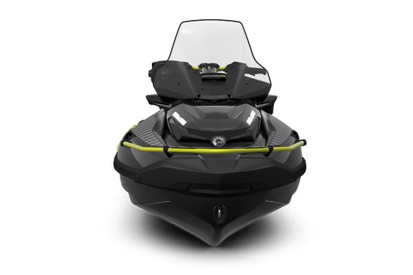 Manufacturer Provided Image: 2026 Sea-Doo Explorer Pro 230 jet ski, front view, sleek design, black and green accents.
