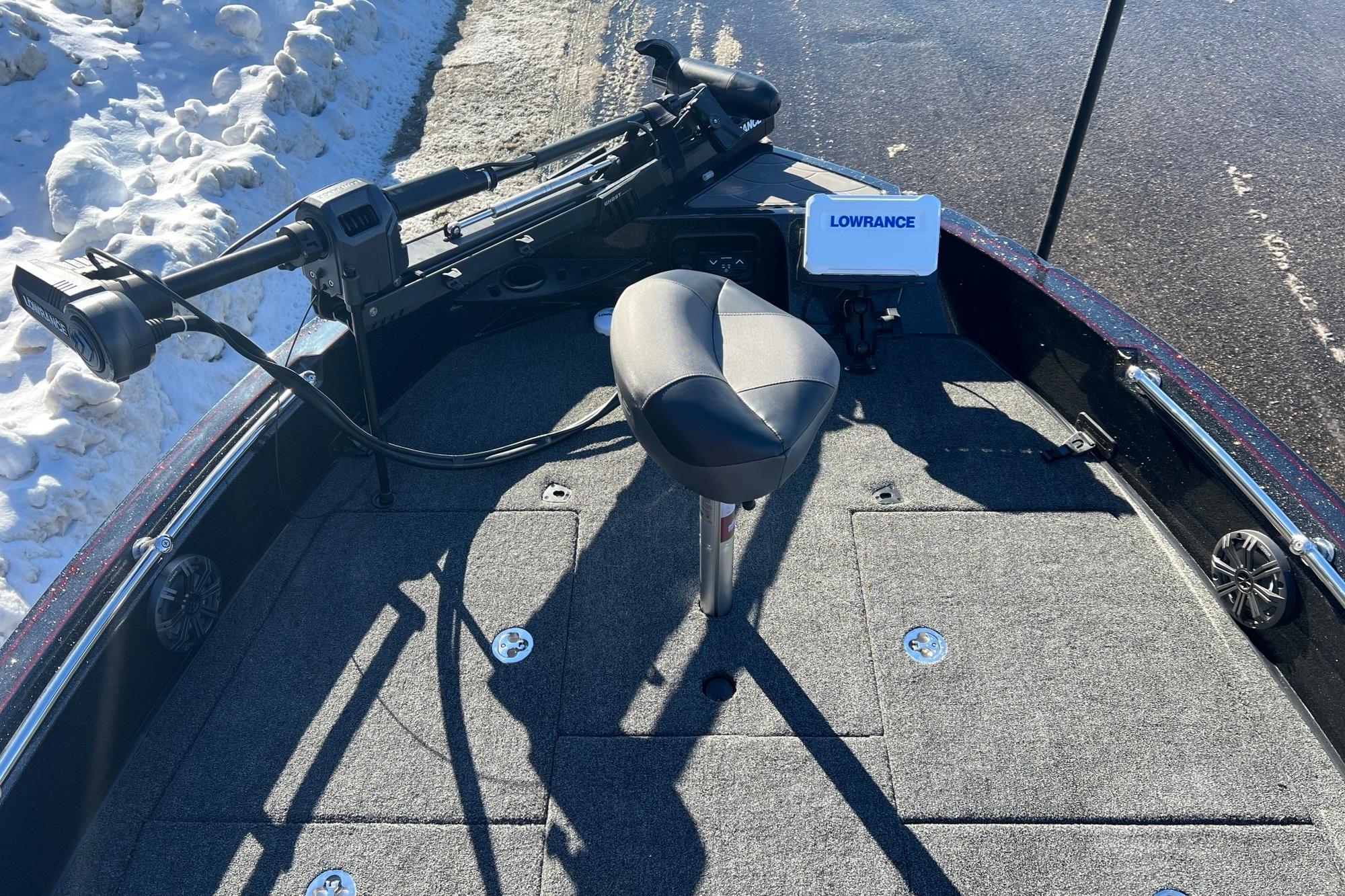 2026 Nitro ZV20 boat deck with Lowrance electronics and trolling motor.
