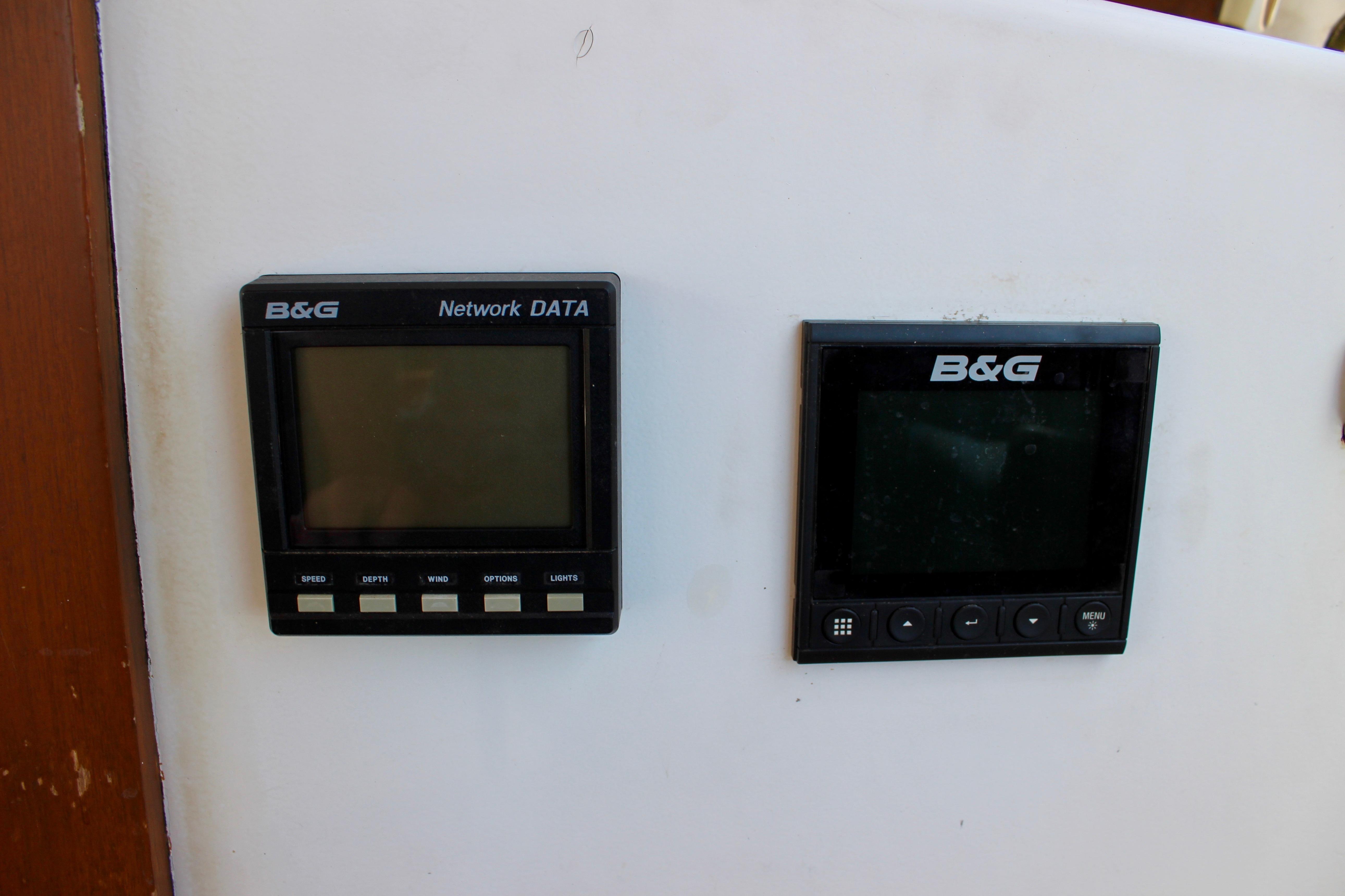 B&G navigation instruments on a 1981 Kelly Peterson 46 yacht dashboard.