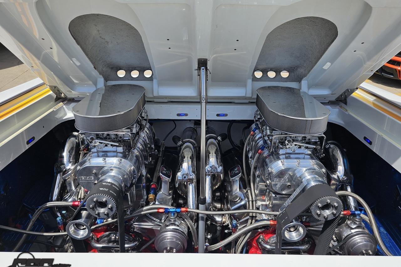 2002 Formula 382 FASTech boat engine compartment with dual high-performance engines.