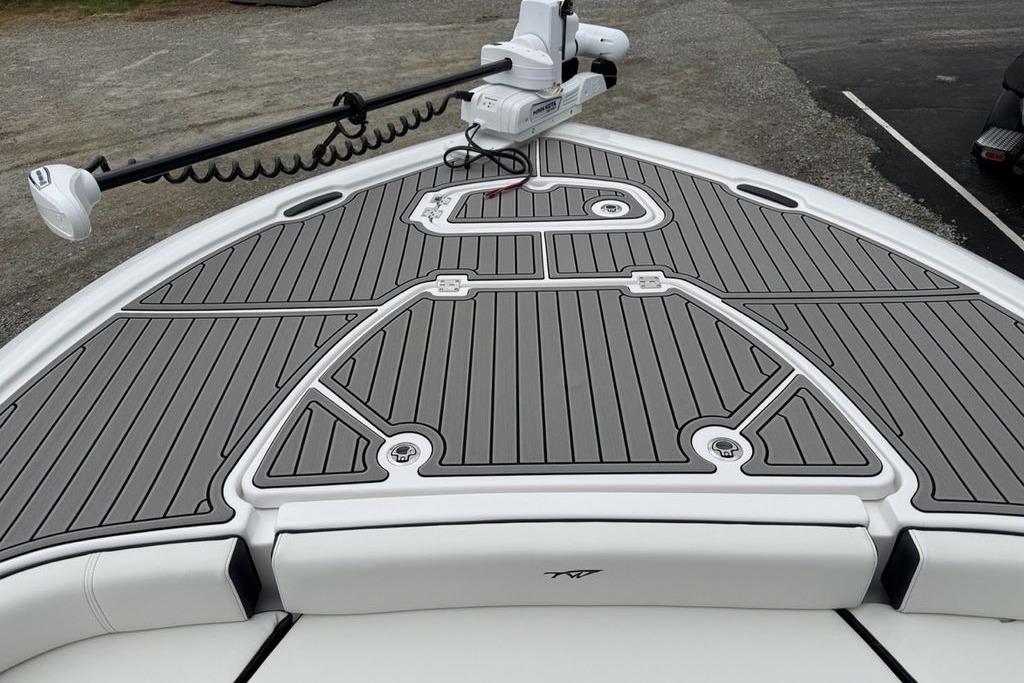 2026 Tidewater 2500 Carolina Bay boat deck with sleek gray non-slip surface.