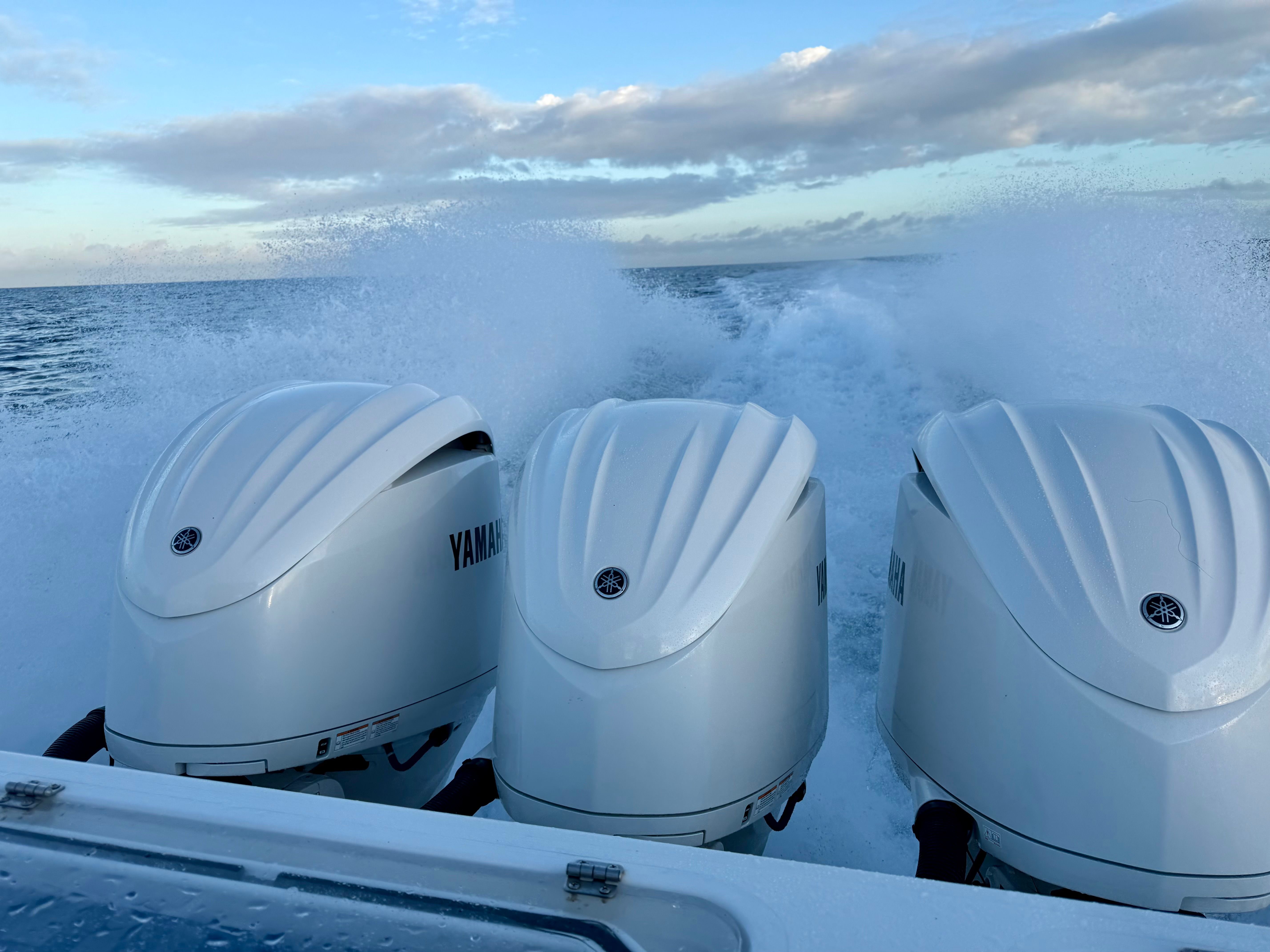 Three Yamaha engines on a 2009 Contender 33 Tournament boat.