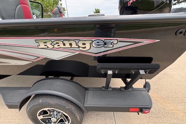 2026 Ranger VS1782SC Angler boat on trailer, showcasing sleek design and branding.