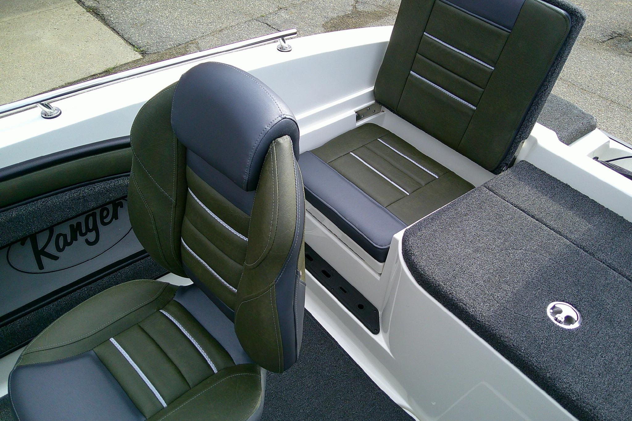 2026 Ranger 1880MS boat interior with stylish seating and modern design.