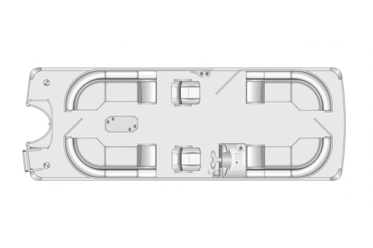 Manufacturer Provided Image: Top view layout of 2026 South Bay 523RS pontoon boat, showcasing seating and helm positions.