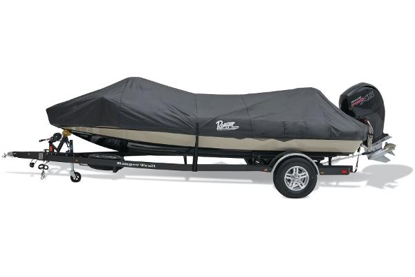 Manufacturer Provided Image: 2026 Ranger Z185 boat covered on trailer, side view.