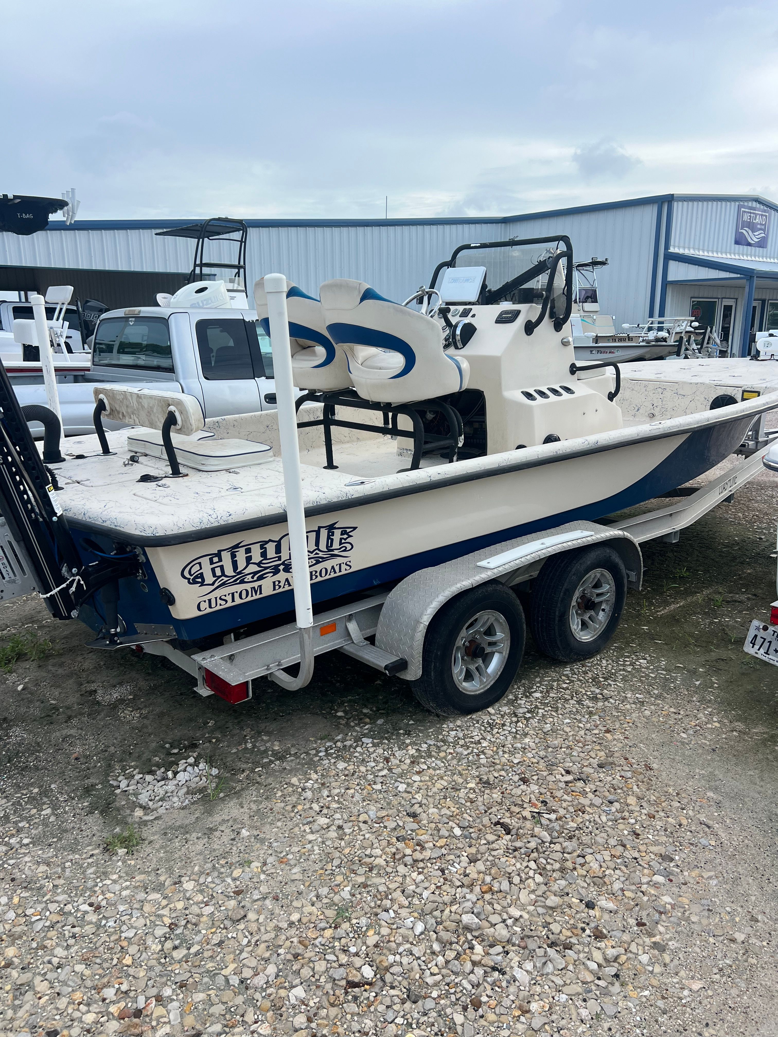2014 Haynie ho boat on a trailer, ready for the water.
