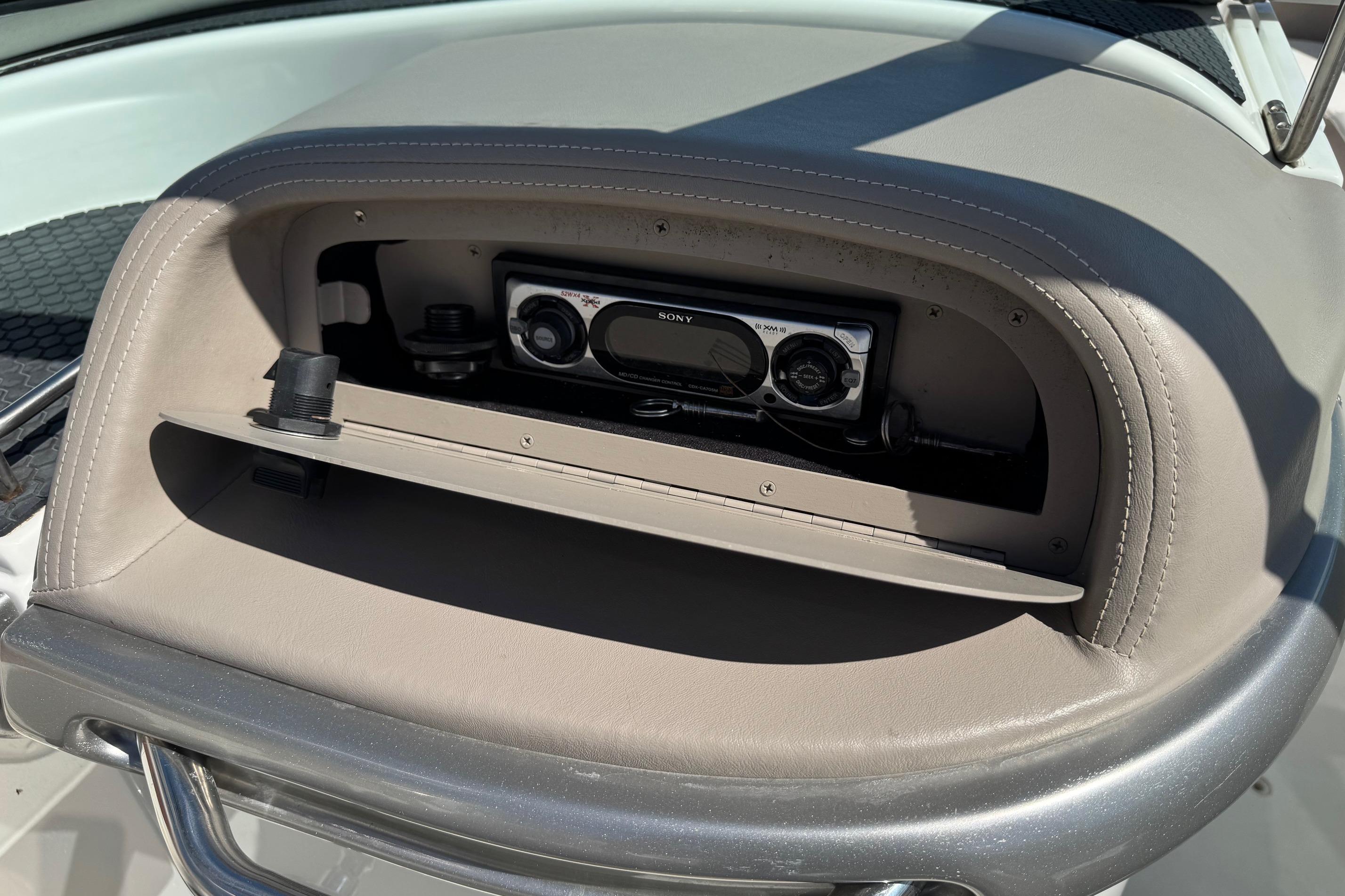 2005 Cobalt 240 boat dashboard with Sony stereo system.