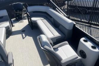 2026 Princecraft Vectra 23 L pontoon boat interior with spacious seating and modern design.