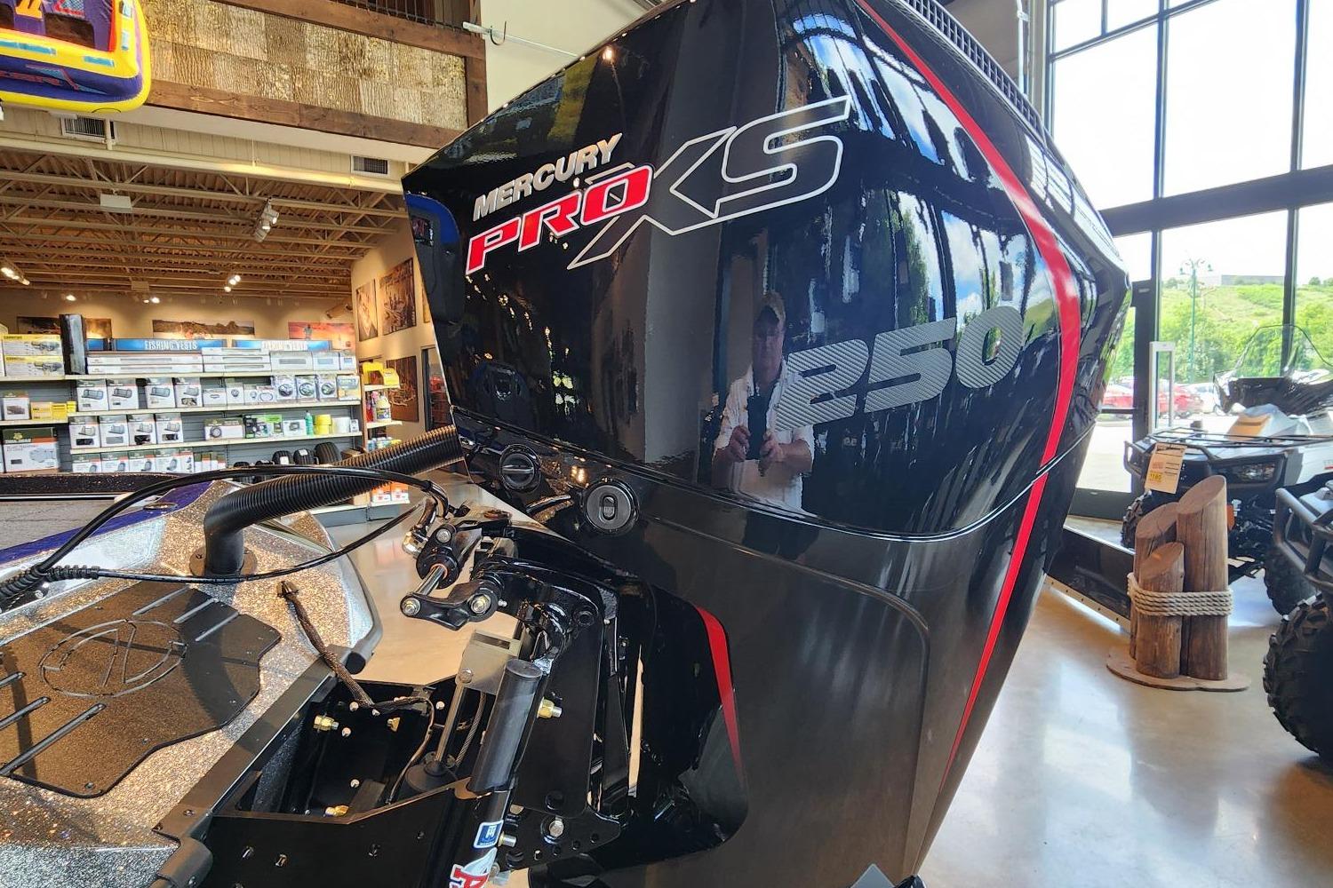 2025 Ranger Z521R boat with Mercury Pro XS 250 engine in showroom.