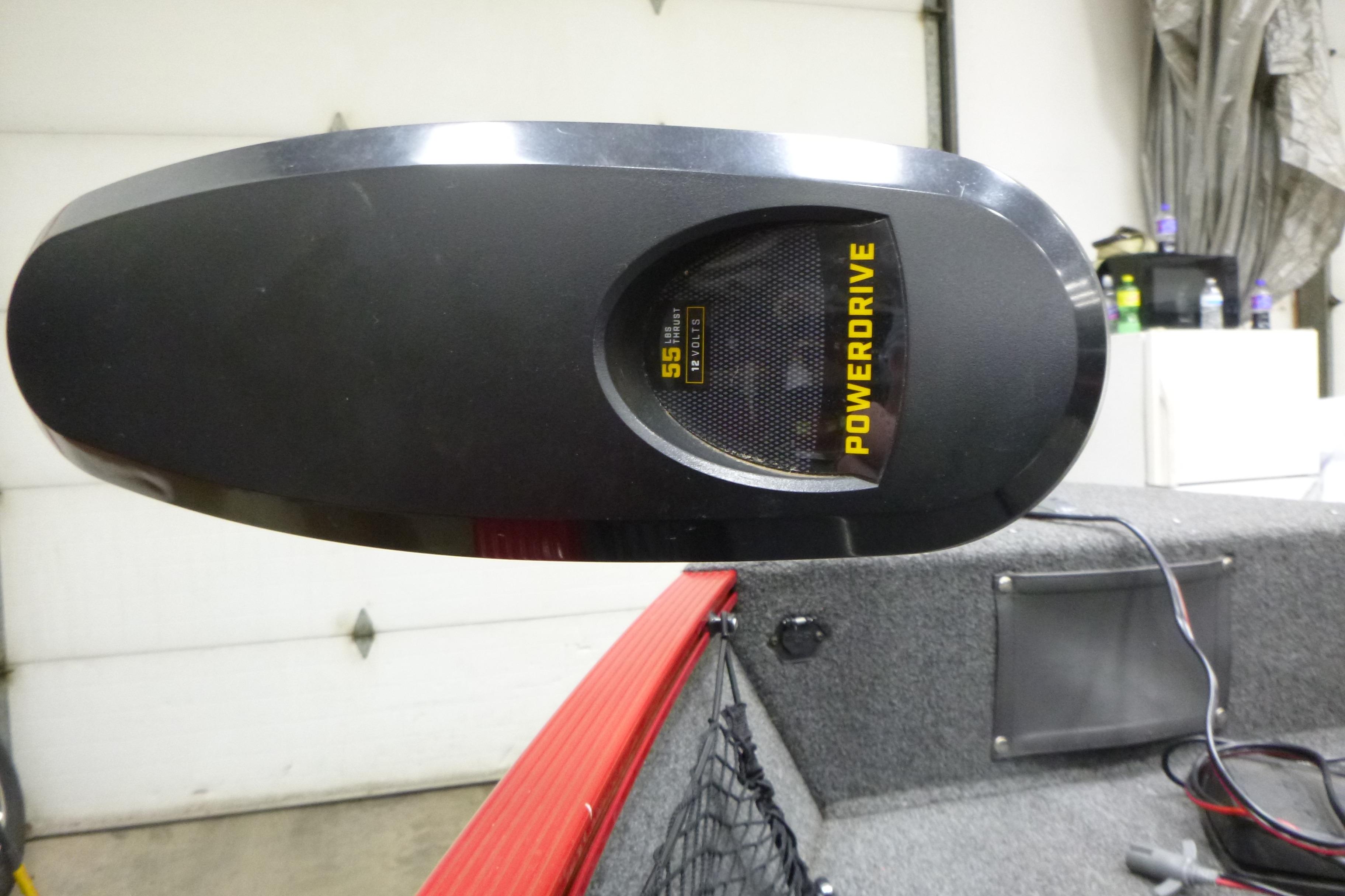 PowerDrive motor on 2022 Lund 1650 Angler Sport boat, indoor setting.