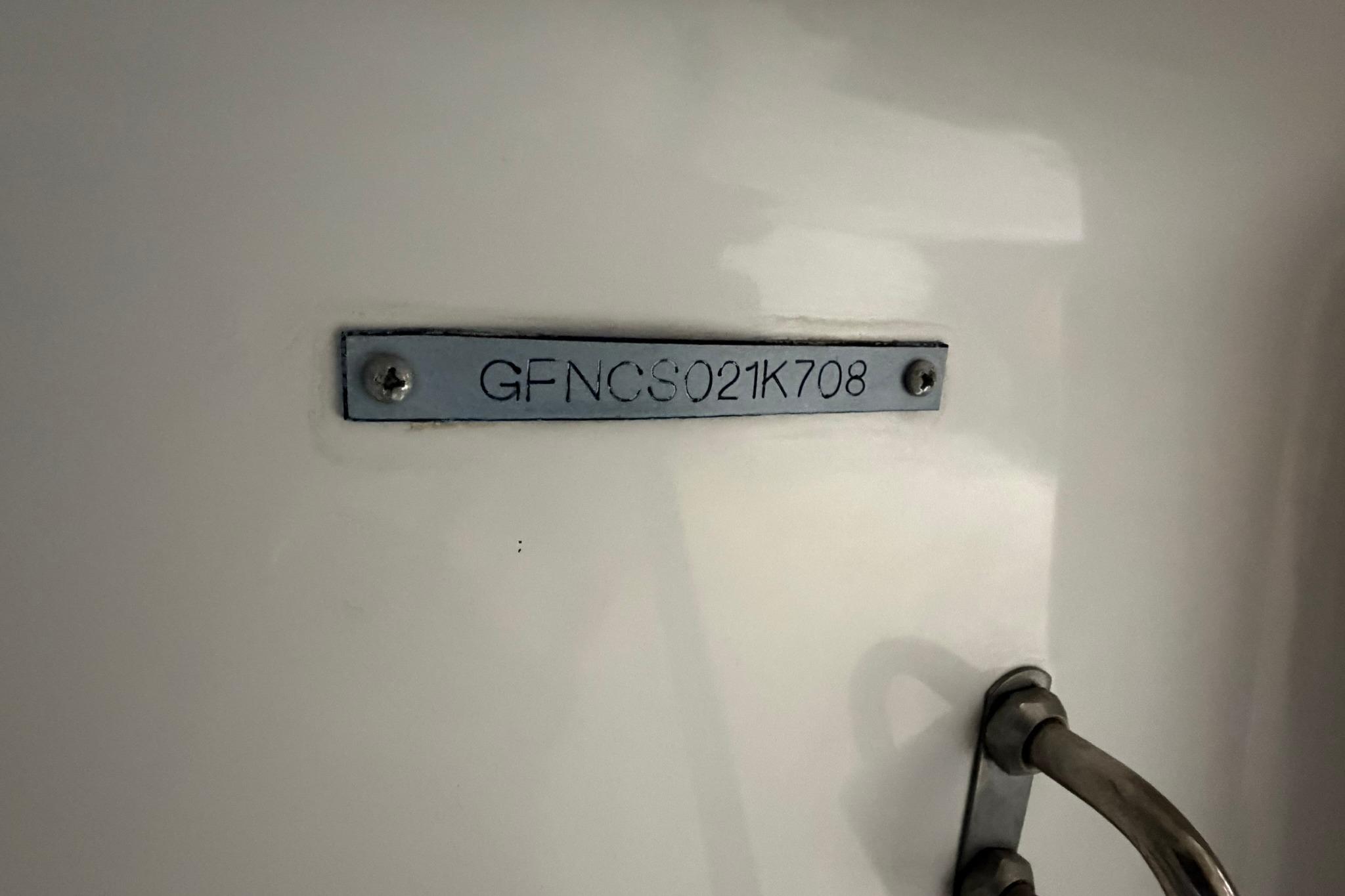 2008 Four Winns V248 boat identification plate with serial number GFNC5021K708.
