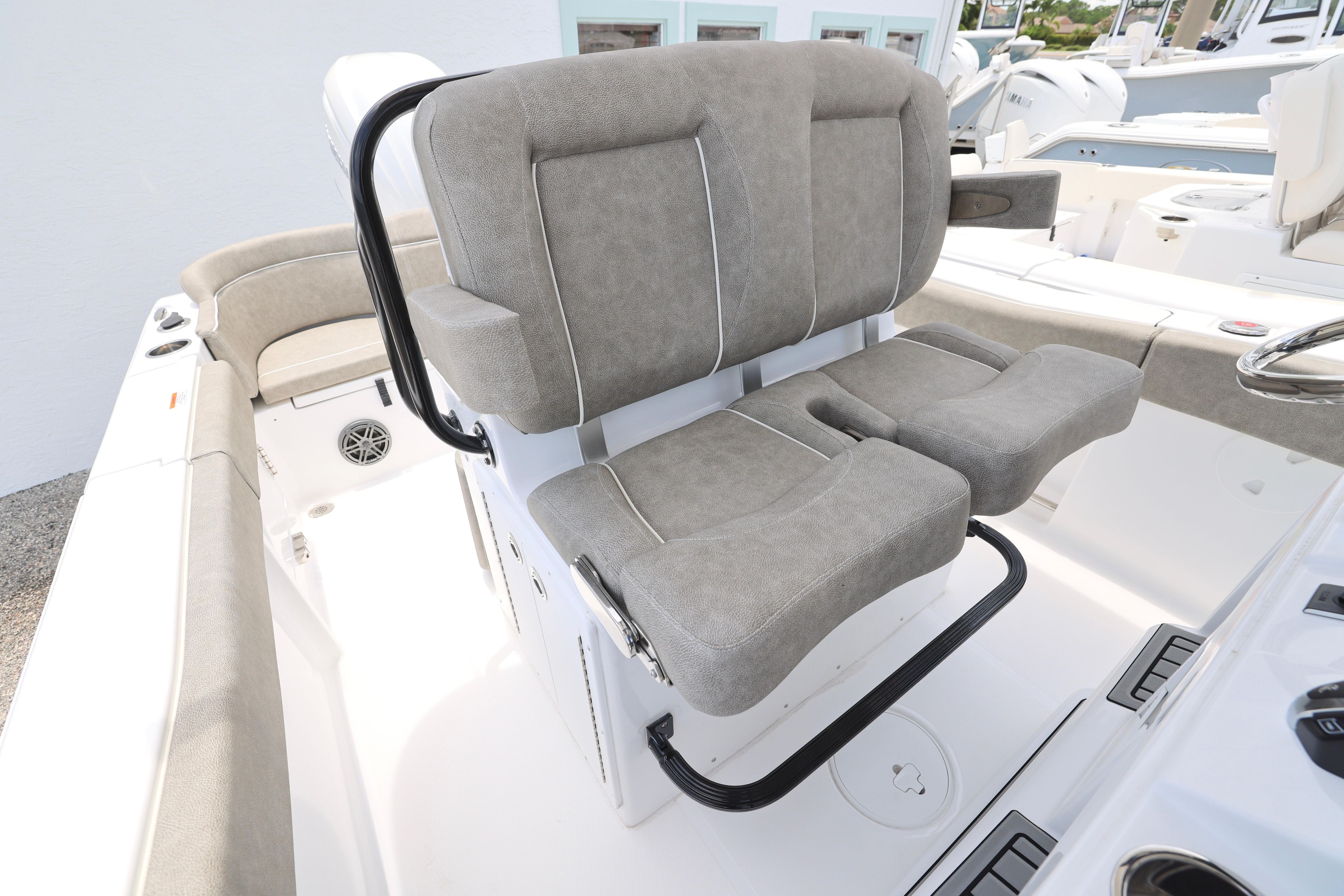 2026 Sea Hunt Ultra 245 SE boat interior with cushioned seating and modern design.