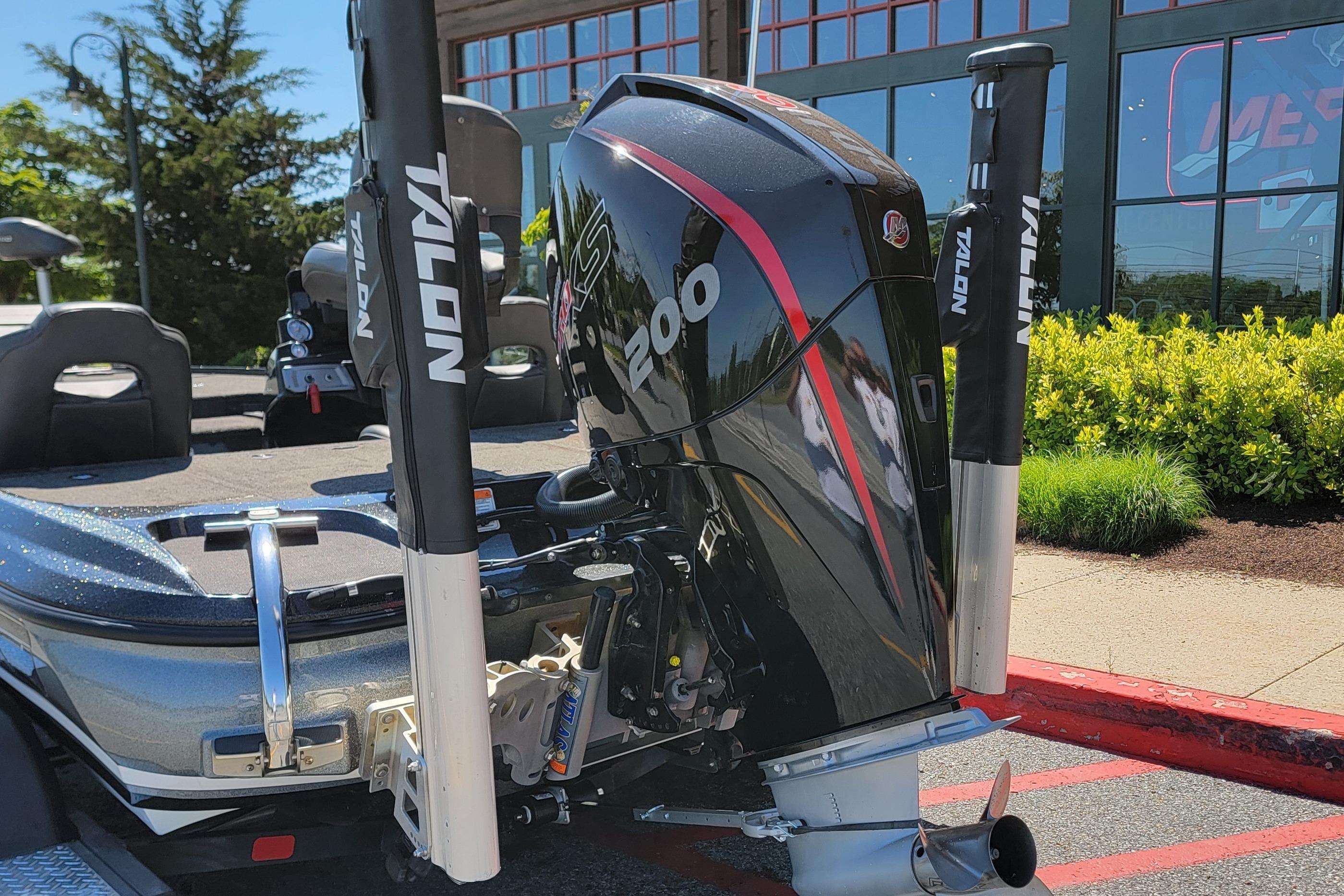 2020 Nitro Z19 Pro boat with powerful engine and Talon anchors, parked outdoors.