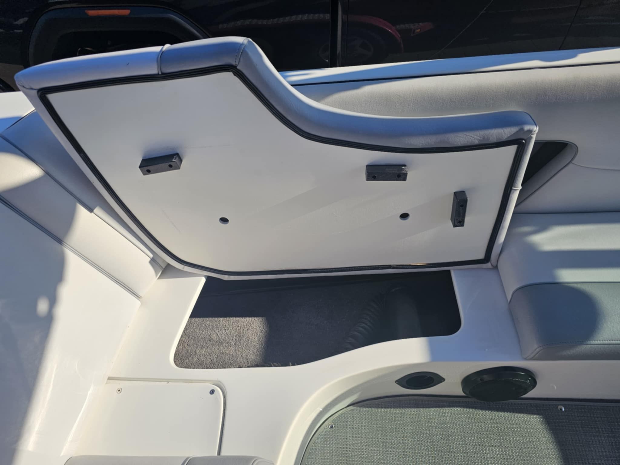 Open storage compartment in a 2006 MB PIGPR boat.