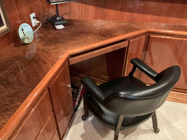 Luxurious wooden desk and chair in Novatec Islander 55 yacht, 2000 model.