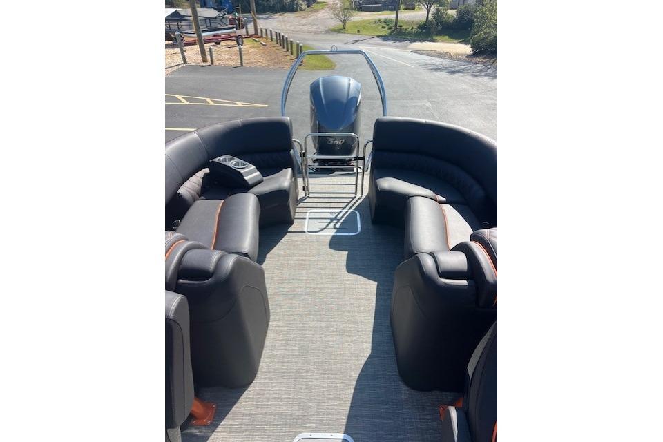 2024 Bennington 23 RXFBA pontoon boat interior with plush seating and modern design.