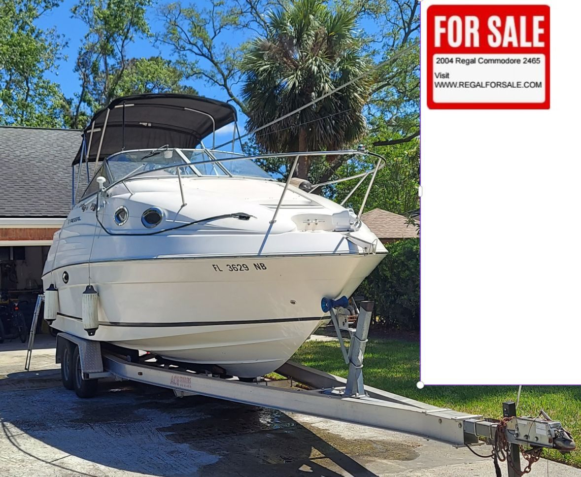 2004 Regal Commodore 2465 boat for sale on trailer.
