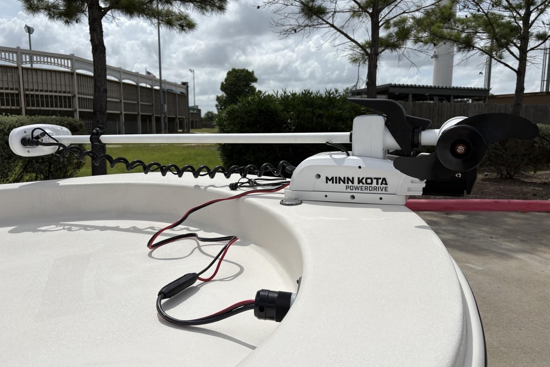 2024 Carolina Skiff E18 JVX CC with Minn Kota PowerDrive trolling motor.