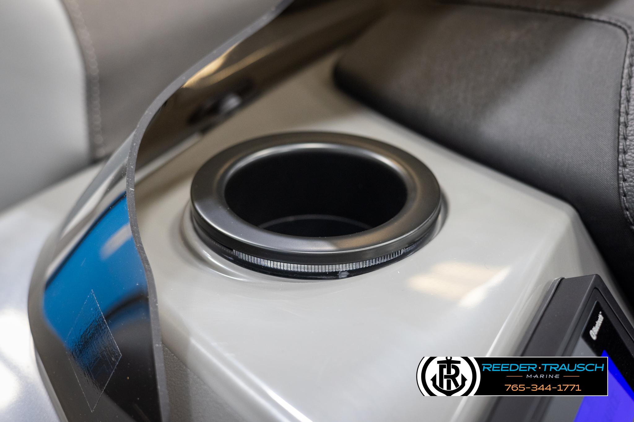 2025 Bennington 23 SSBSE boat cup holder detail with sleek design.