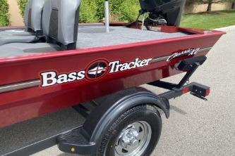 2026 Tracker Bass Tracker Classic XL boat on trailer, side view.