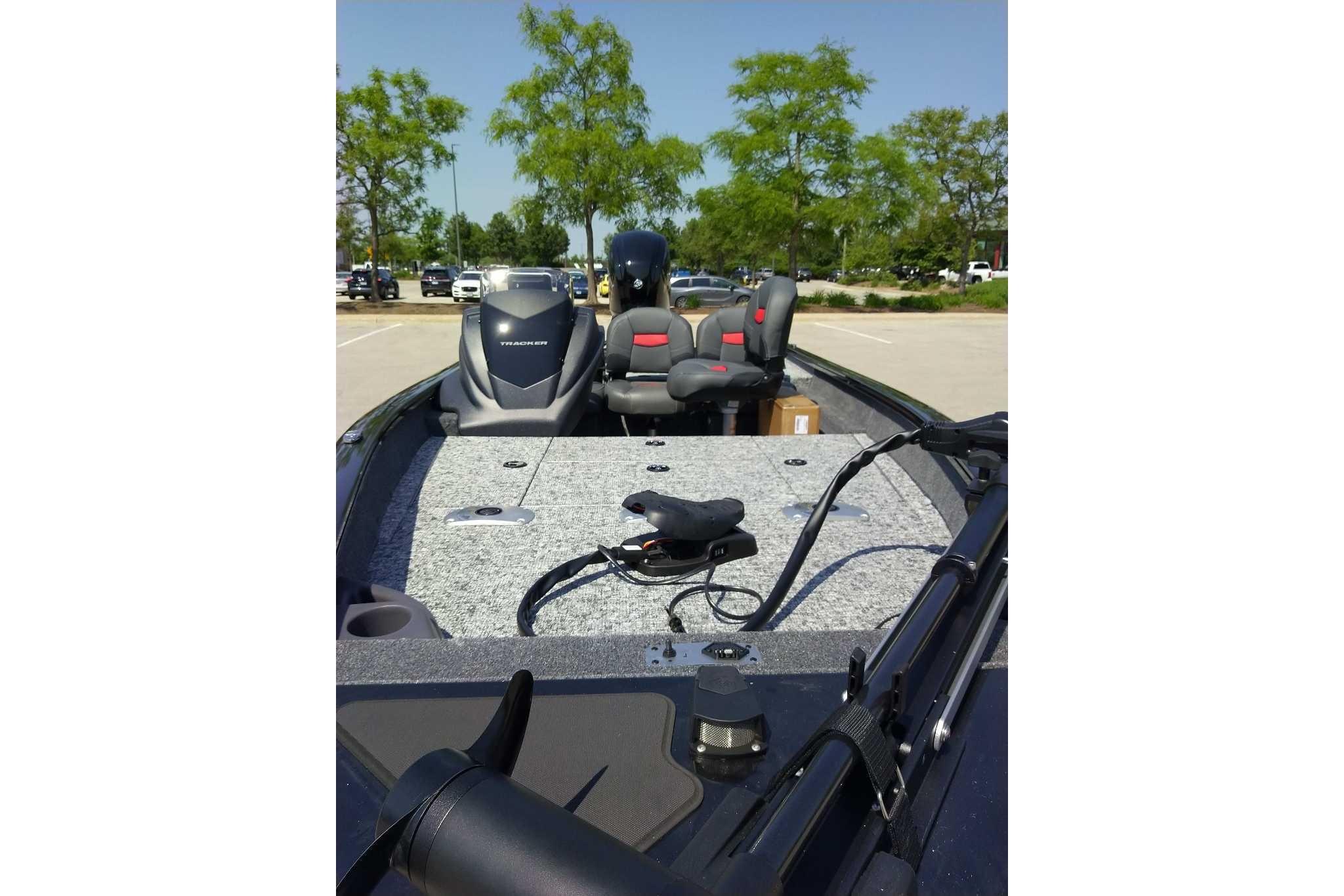 2026 Tracker Pro Team 175 Crappie Edition boat interior with seating and equipment.