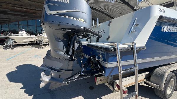 2005 Contender 36 Open boat with Yamaha V8 engine on trailer.