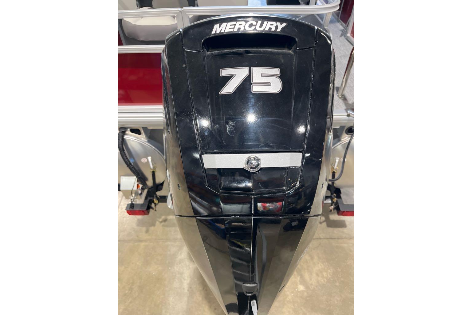 Mercury 75 horsepower outboard motor on 2026 Sun Tracker Bass Buggy 18 DLX.