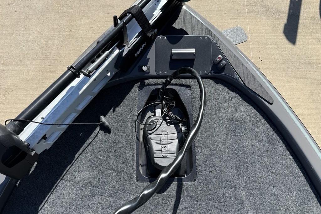 2026 Skeeter ZX150 boat deck with Minn Kota trolling motor and wiring.