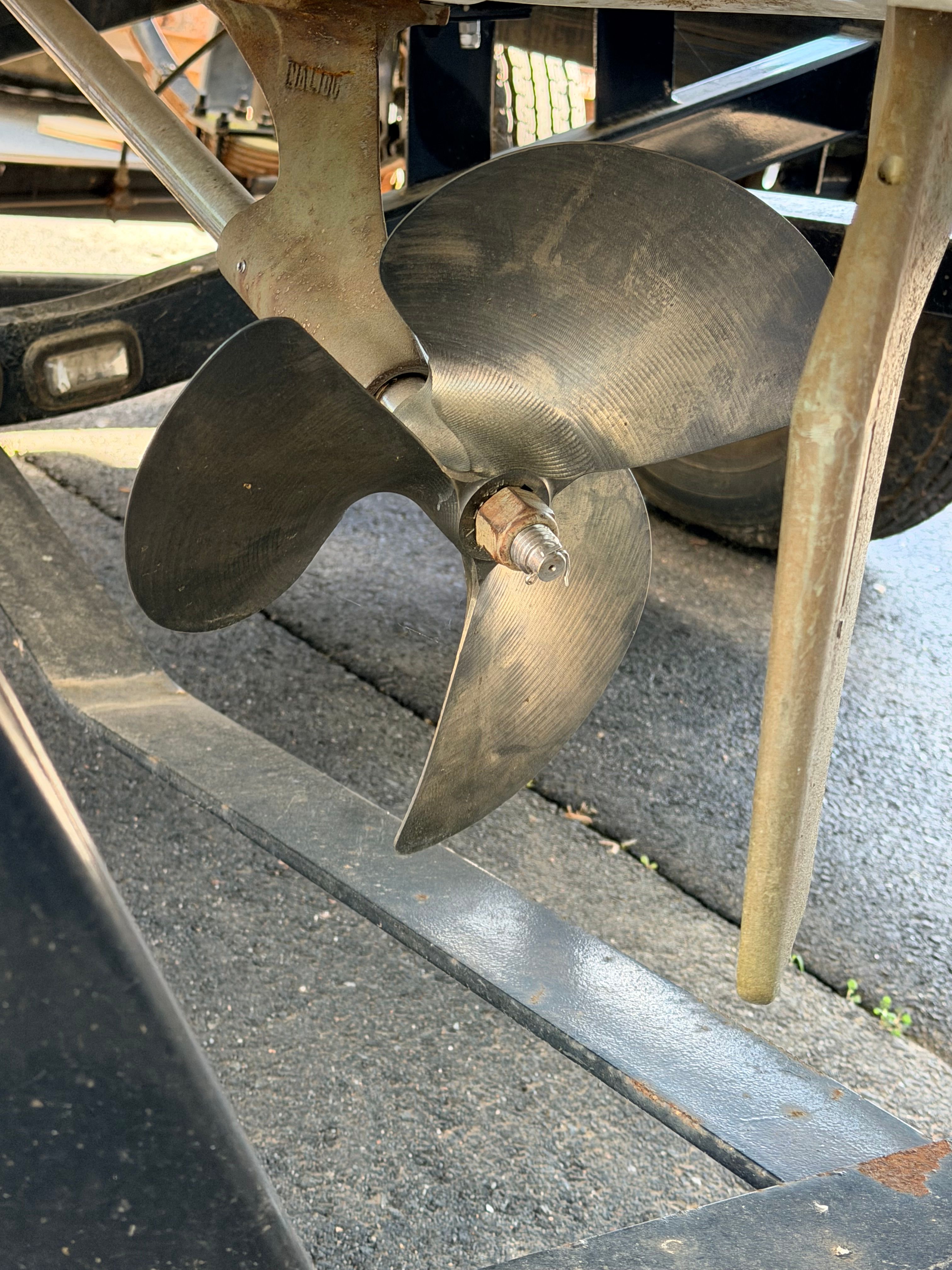 Close-up of a 2006 Malibu iRide boat propeller.