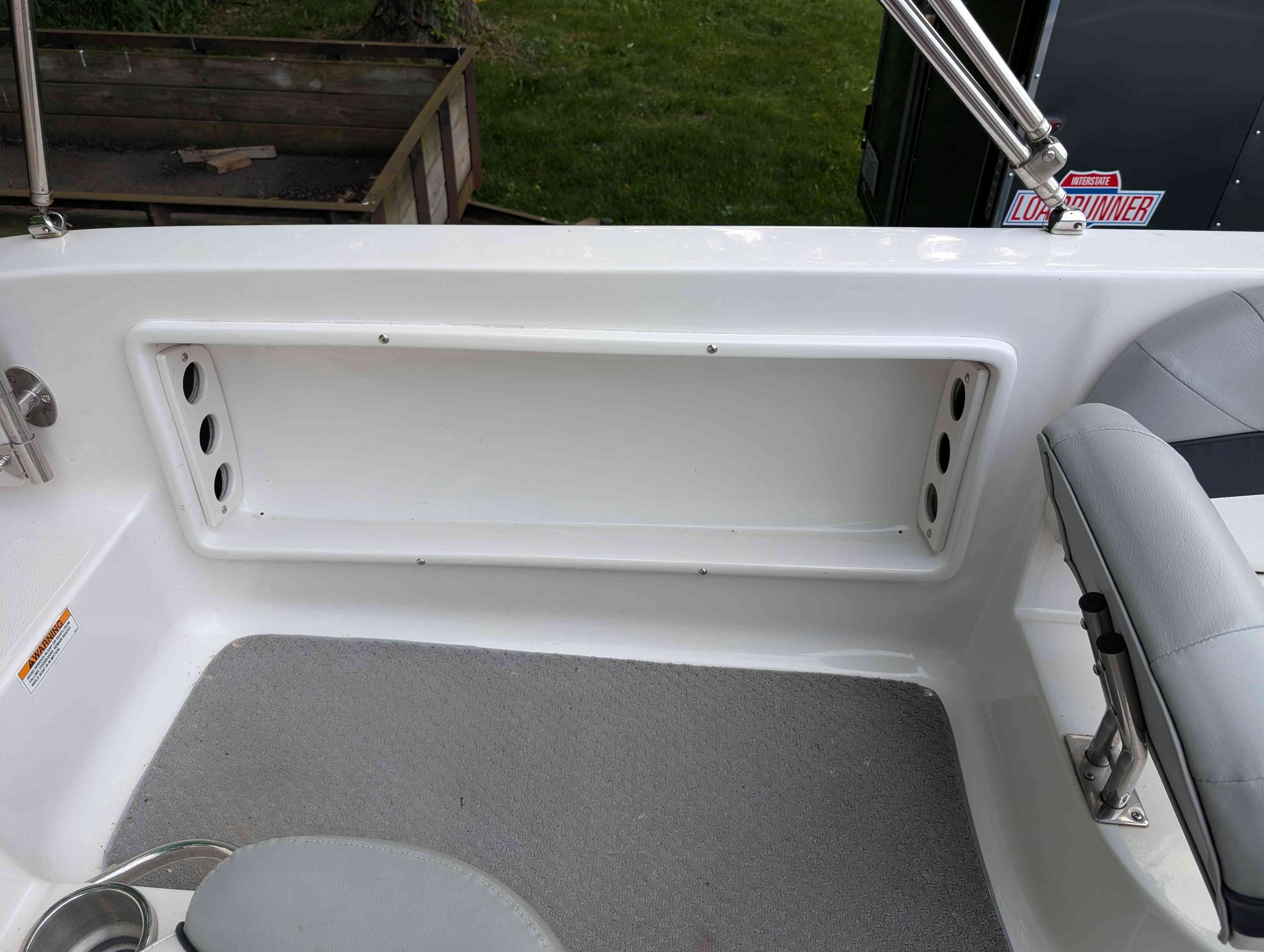Interior of a 2015 Starcraft 2000 boat.