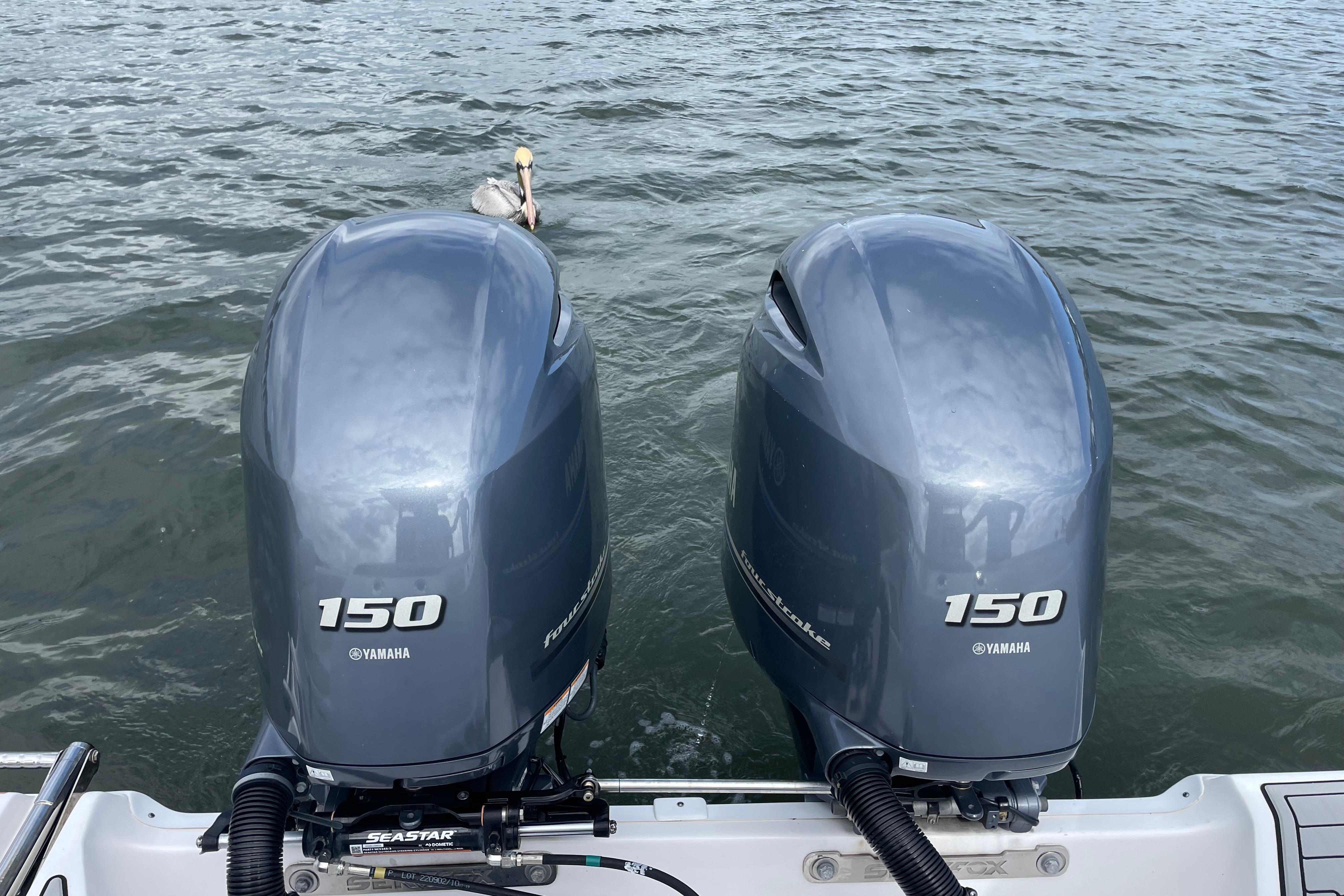 Twin Yamaha 150 outboard engines on 2023 Sea Fox 268 Commander boat.