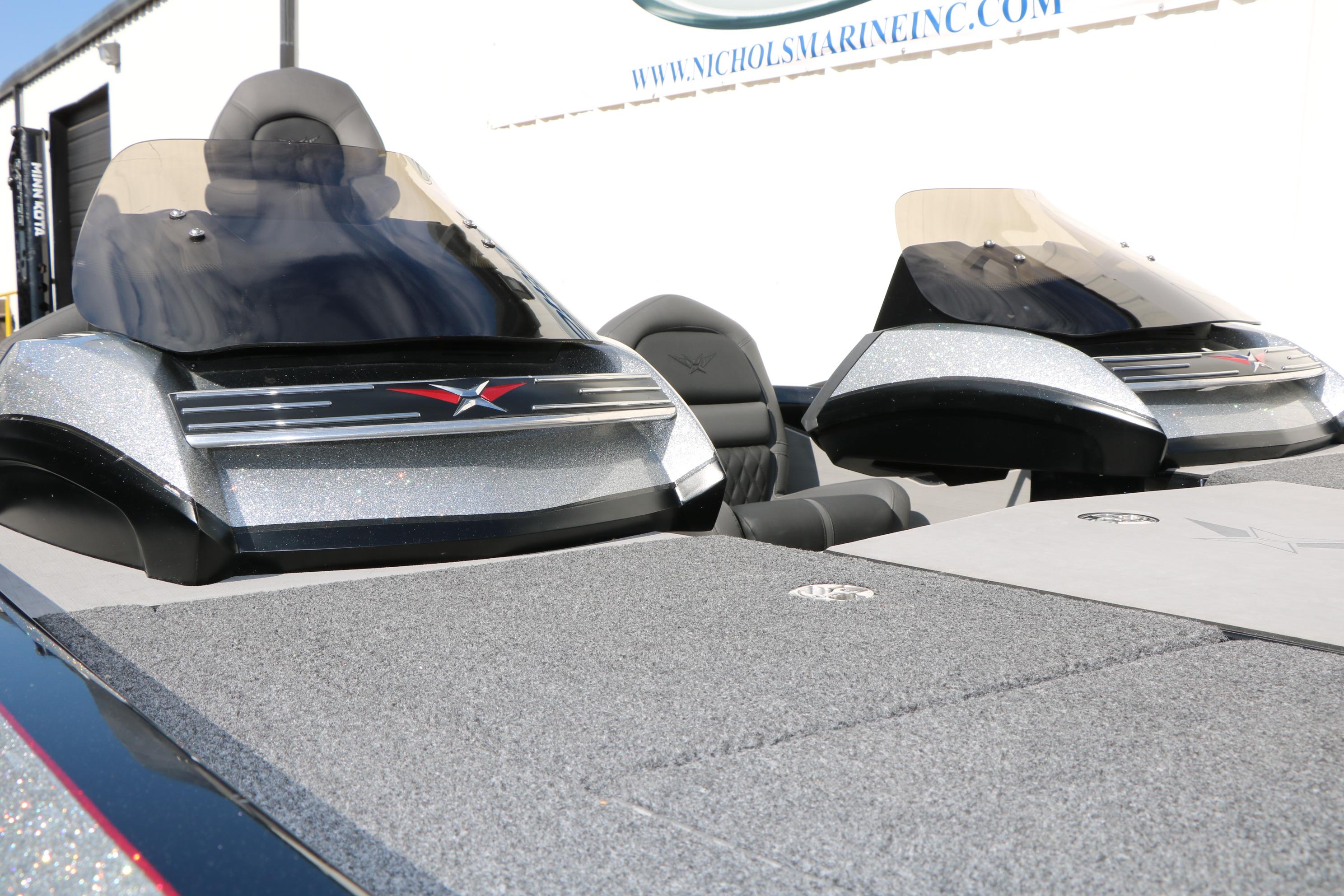 2022 Vexus VX21 boat with sleek design and dual windshields, displayed outdoors.