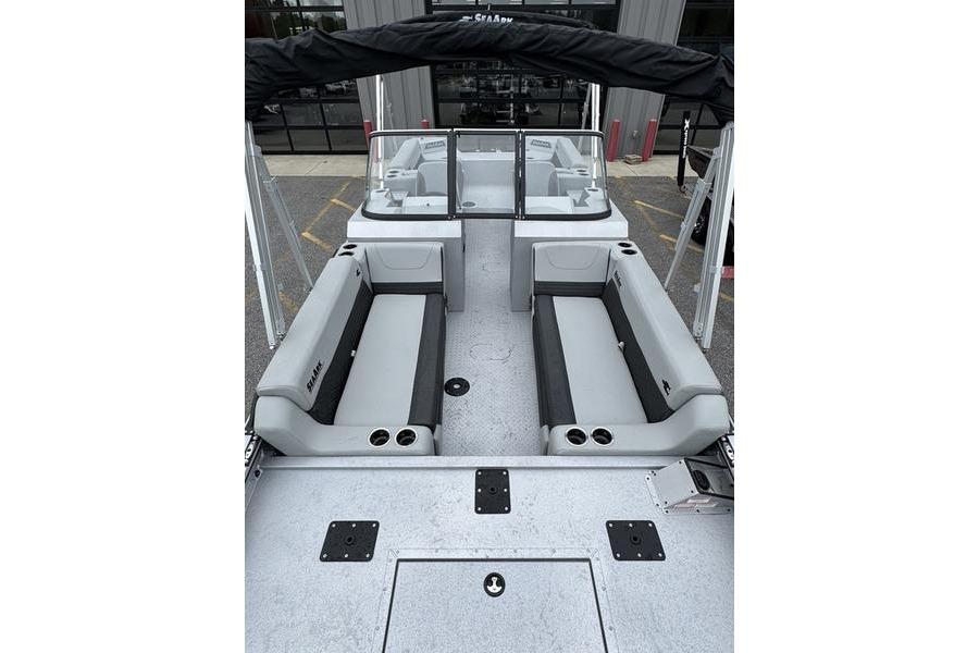 2025 SeaArk Super Lounge Easy boat interior with spacious seating and modern design.
