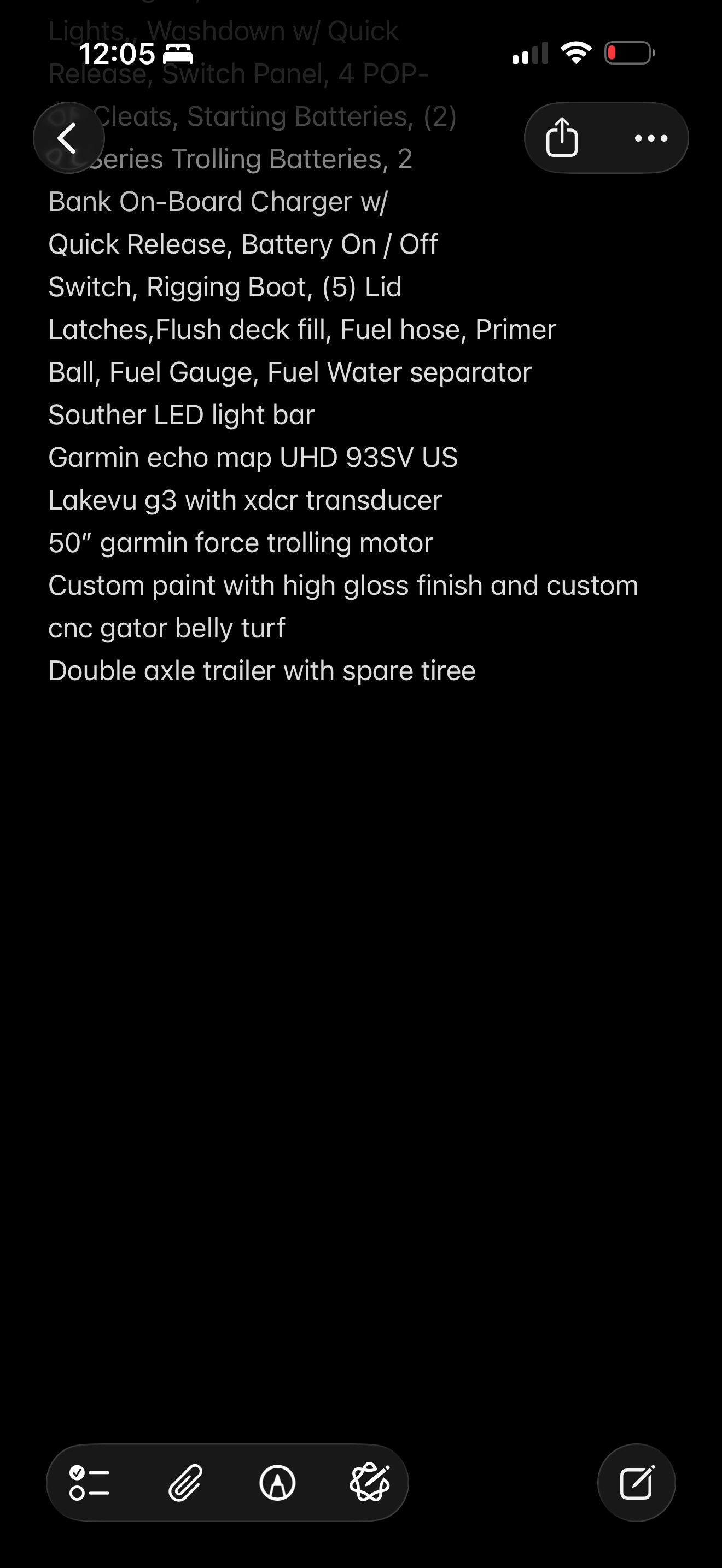 List of boat equipment and features.