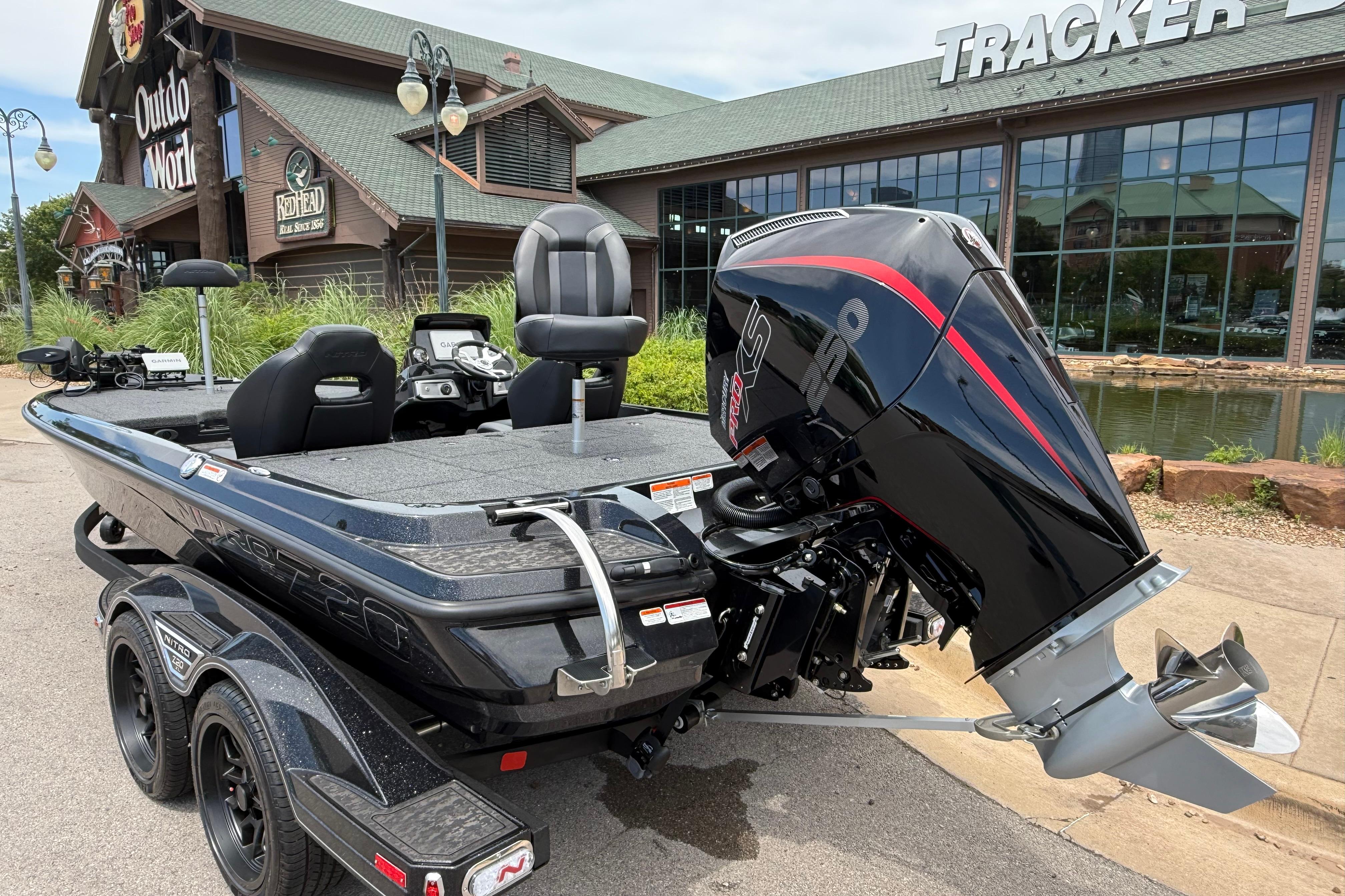 2026 Nitro Z20 XL Pro boat with powerful engine, parked outside Tracker store.