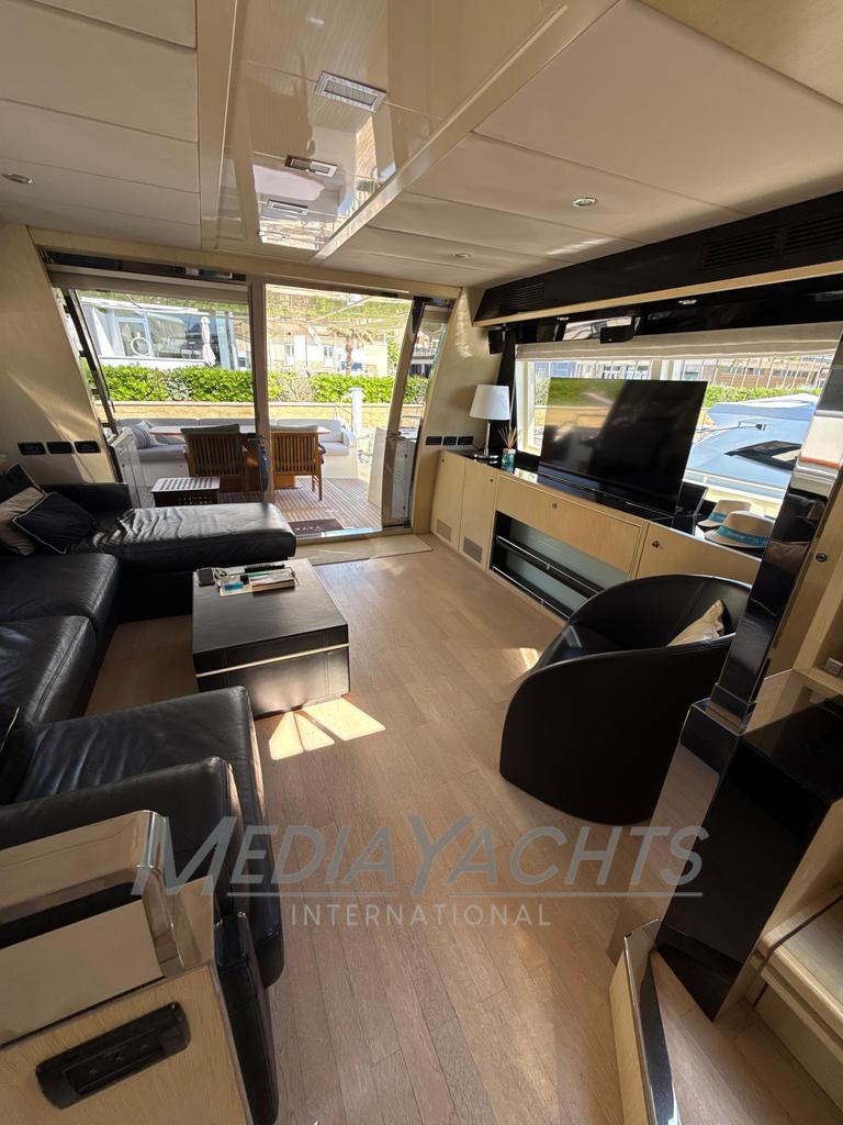 Luxurious interior of a 2007 Riva Venere 75 yacht with modern furnishings.
