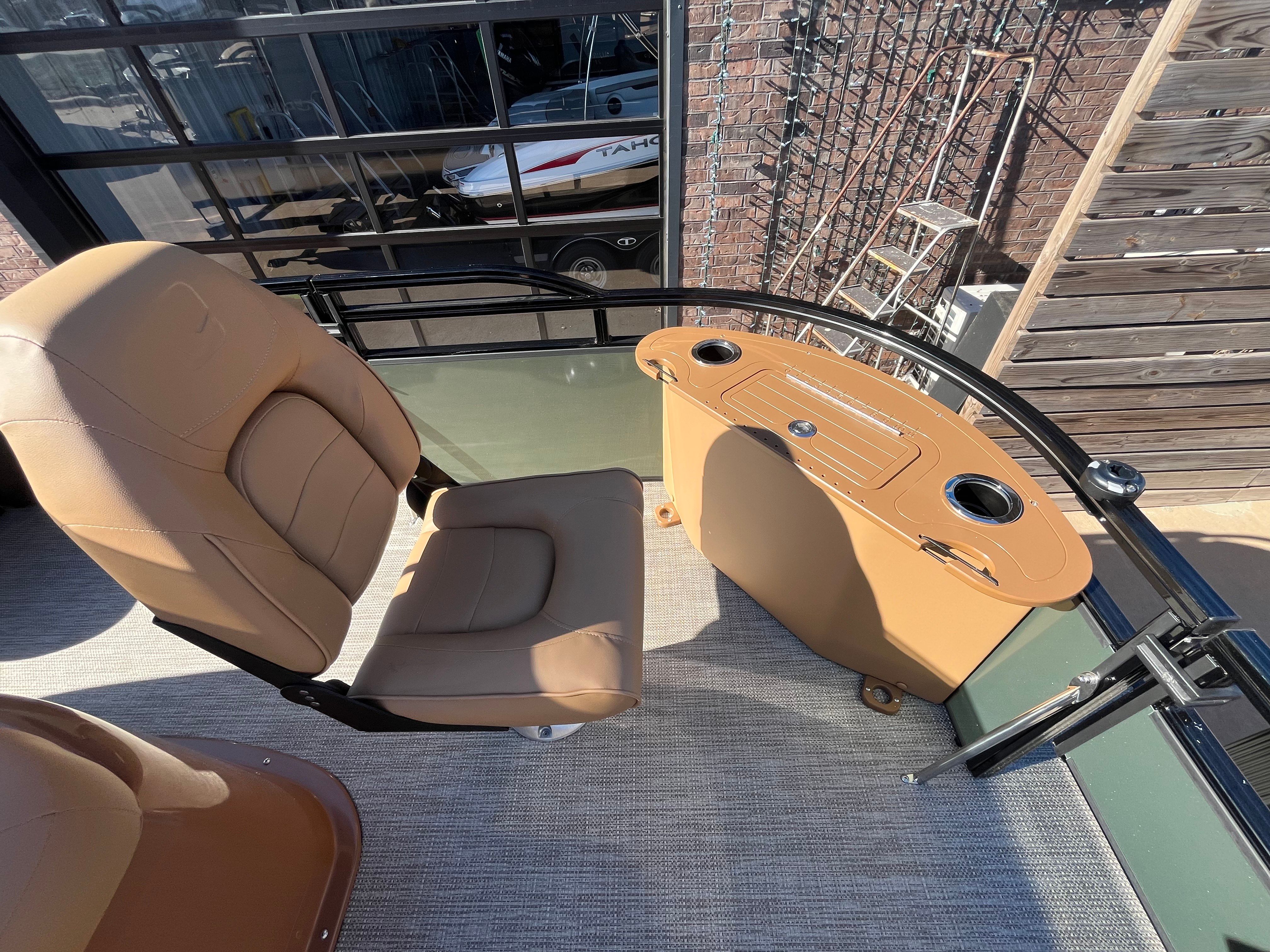 Interior of 2026 Landau Alure 21CC Fish with beige seats.