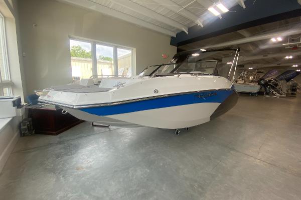 2024 Starcraft SVX 190 boat displayed in a showroom.