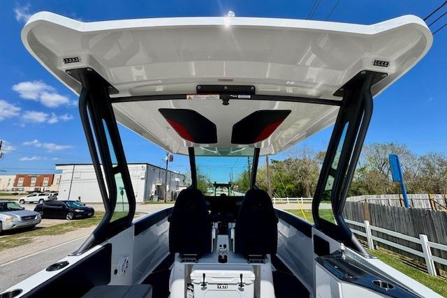2026 Monterey Elite 25 OB boat interior with modern design and spacious seating.