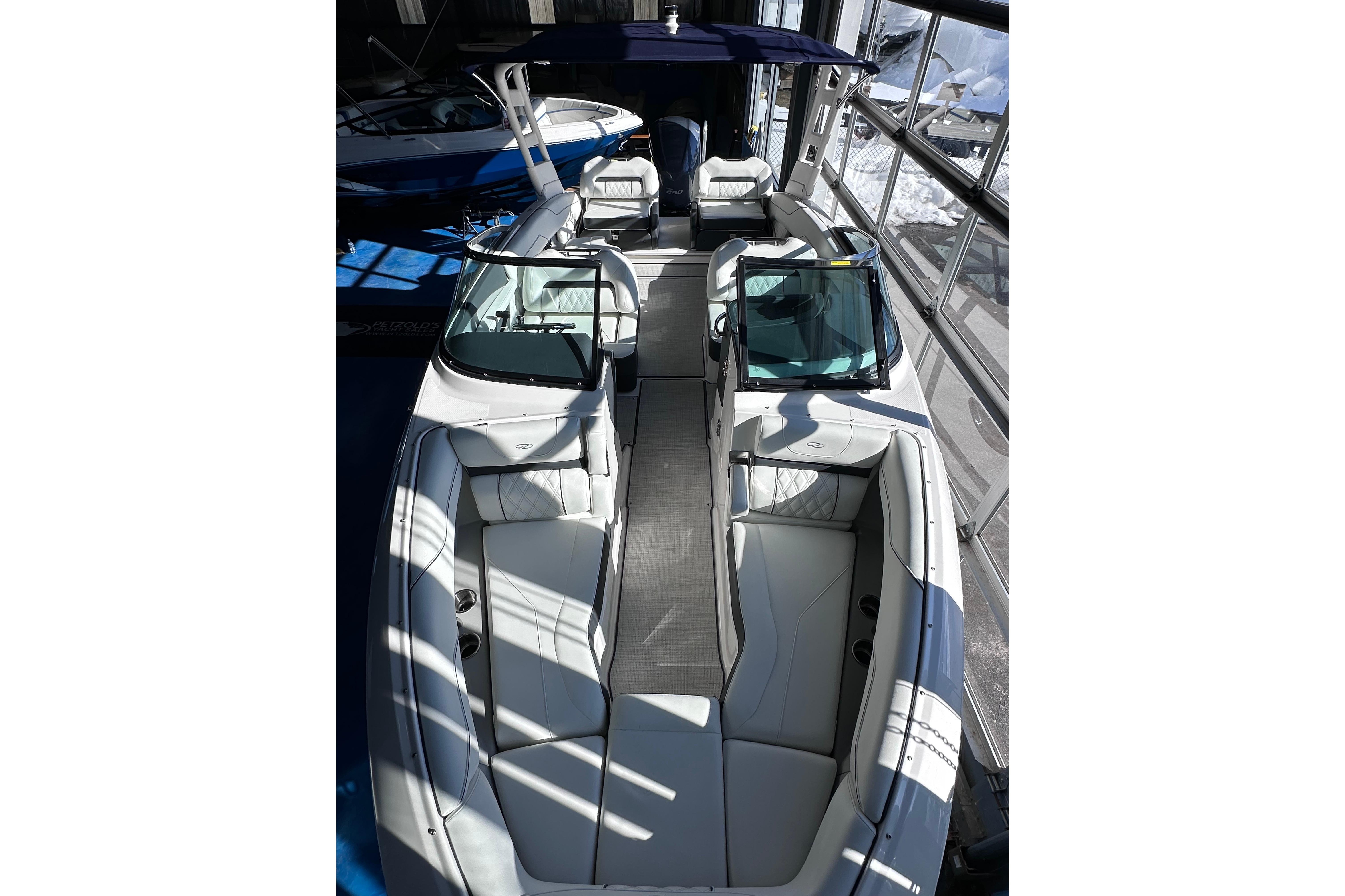 2026 Regal LX4 boat interior with luxurious seating and modern design.