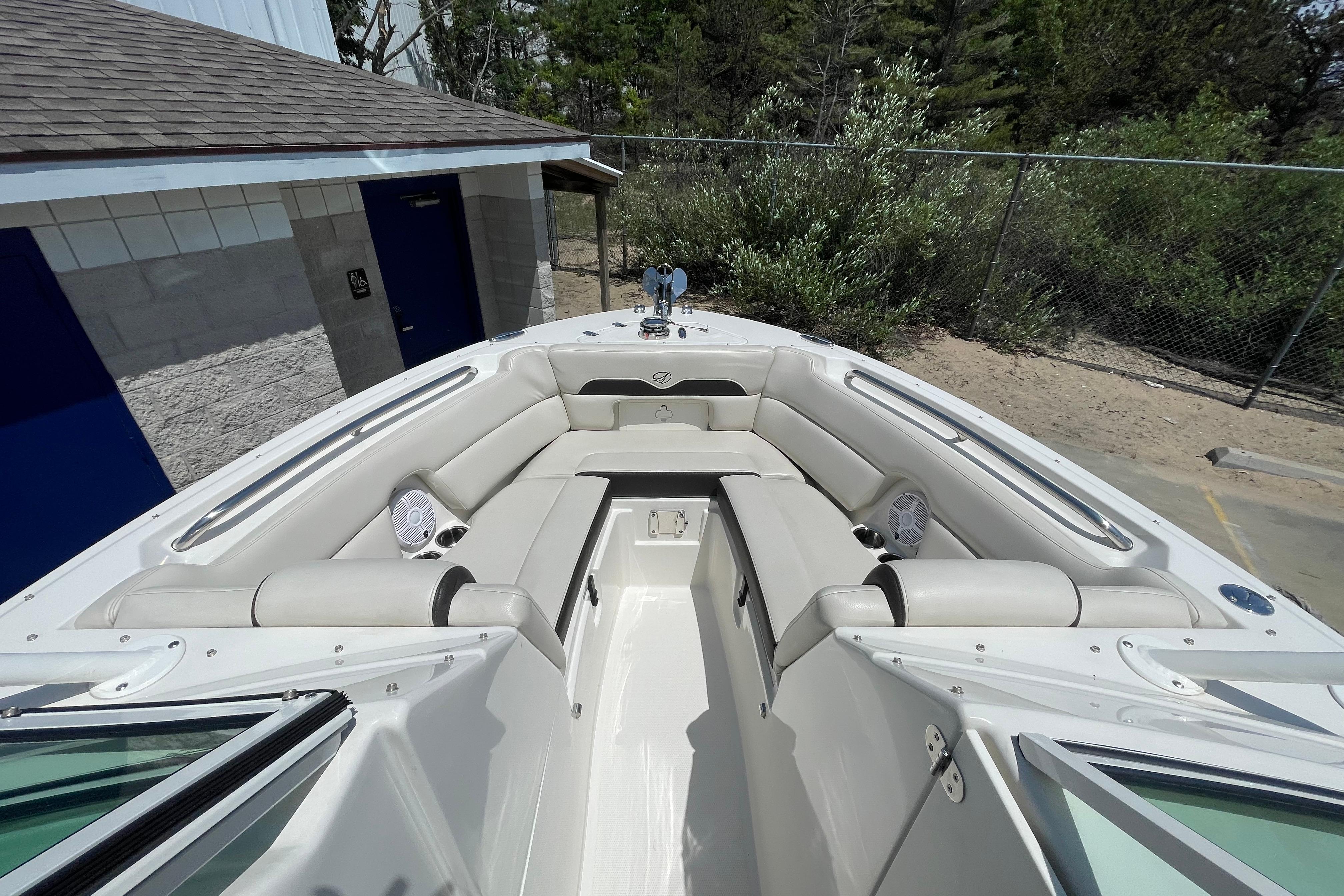 2022 Sailfish 245 DC boat interior with spacious seating and modern design.